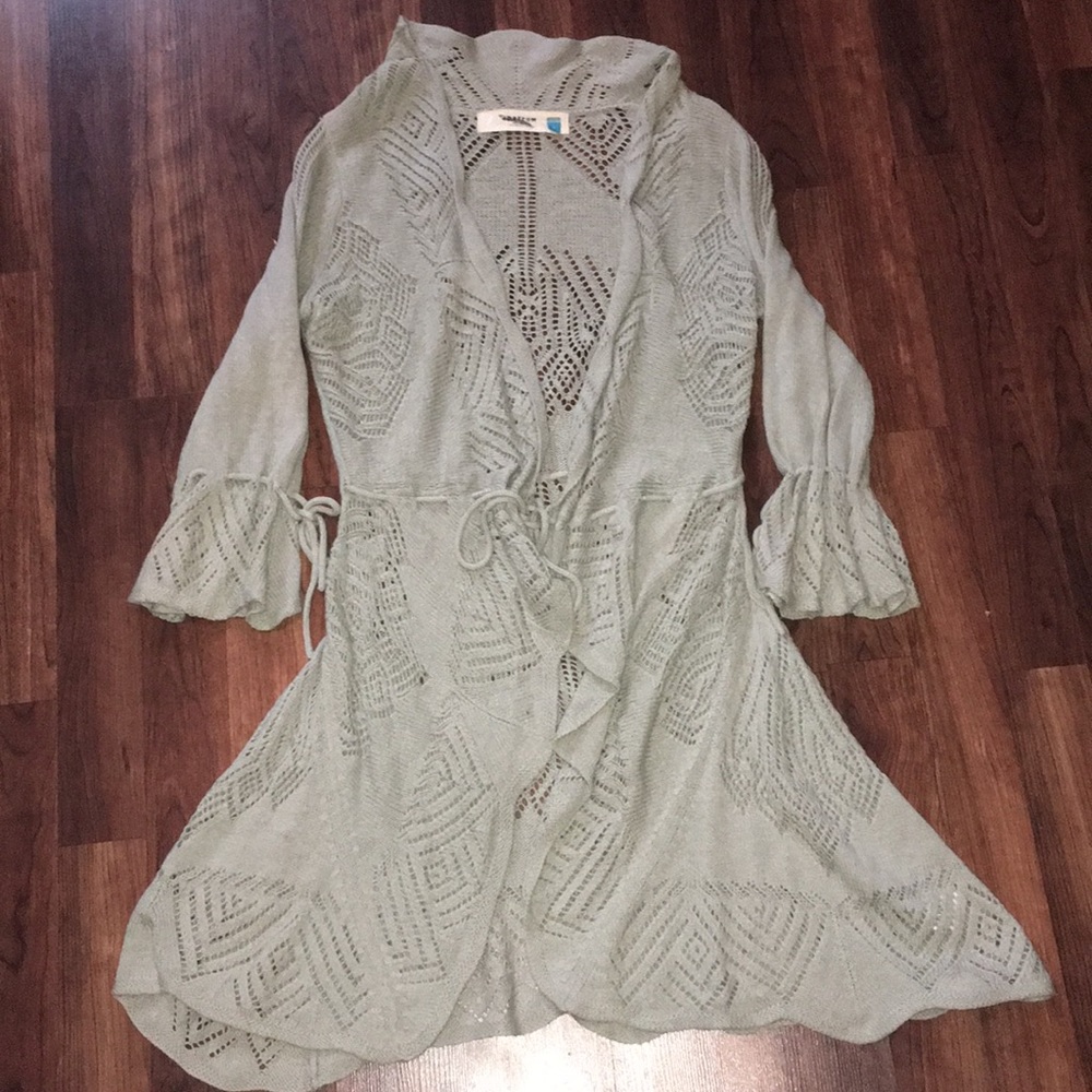 Anthropologie (Sparrow) grey-green long cardigan